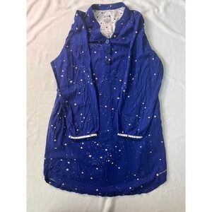 Nick & Nora Celestial Cotton Nightshirt Blue XXL Short Sleeve Sleepwear Vintage